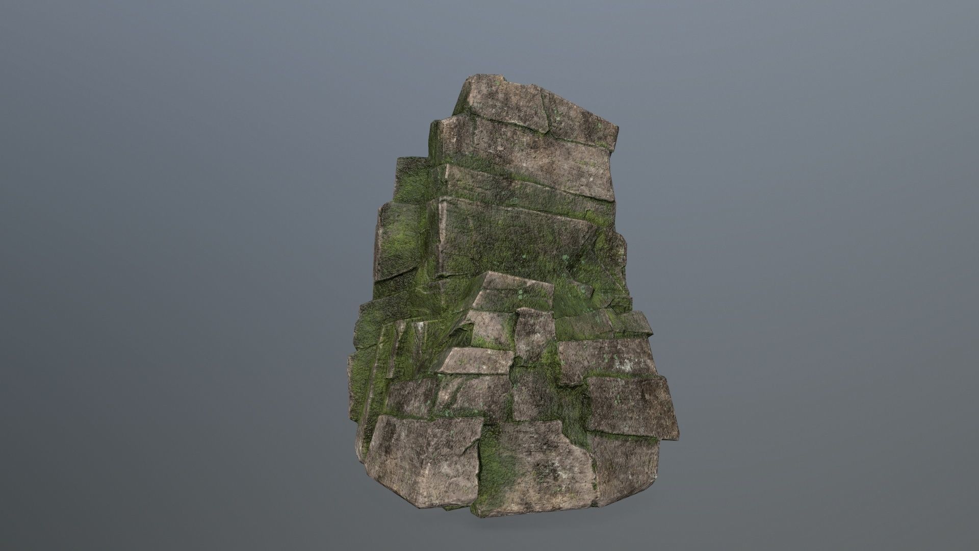 Rock Set mossy Low-poly 3D model_7