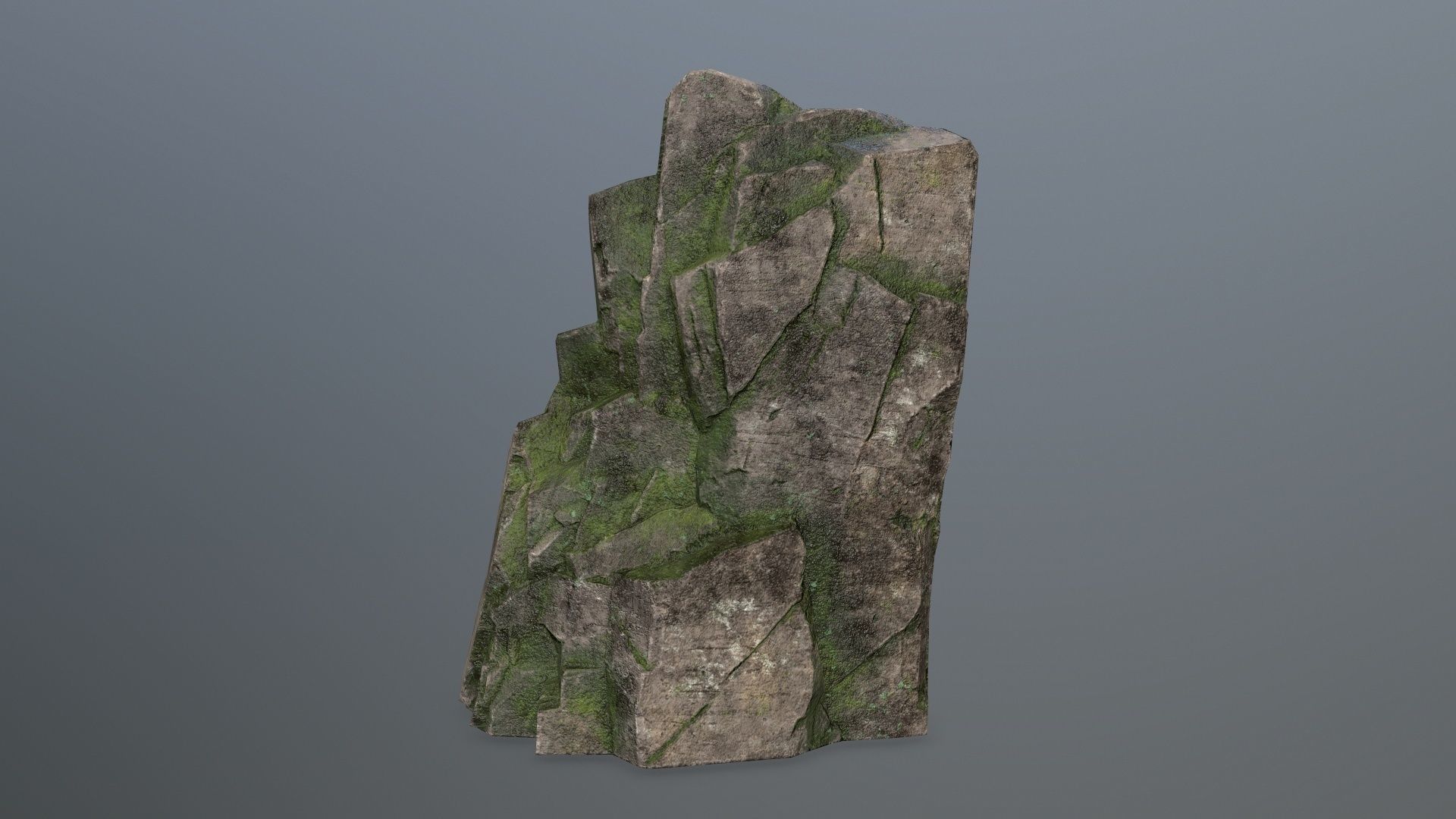 Rock Set mossy Low-poly 3D model_14