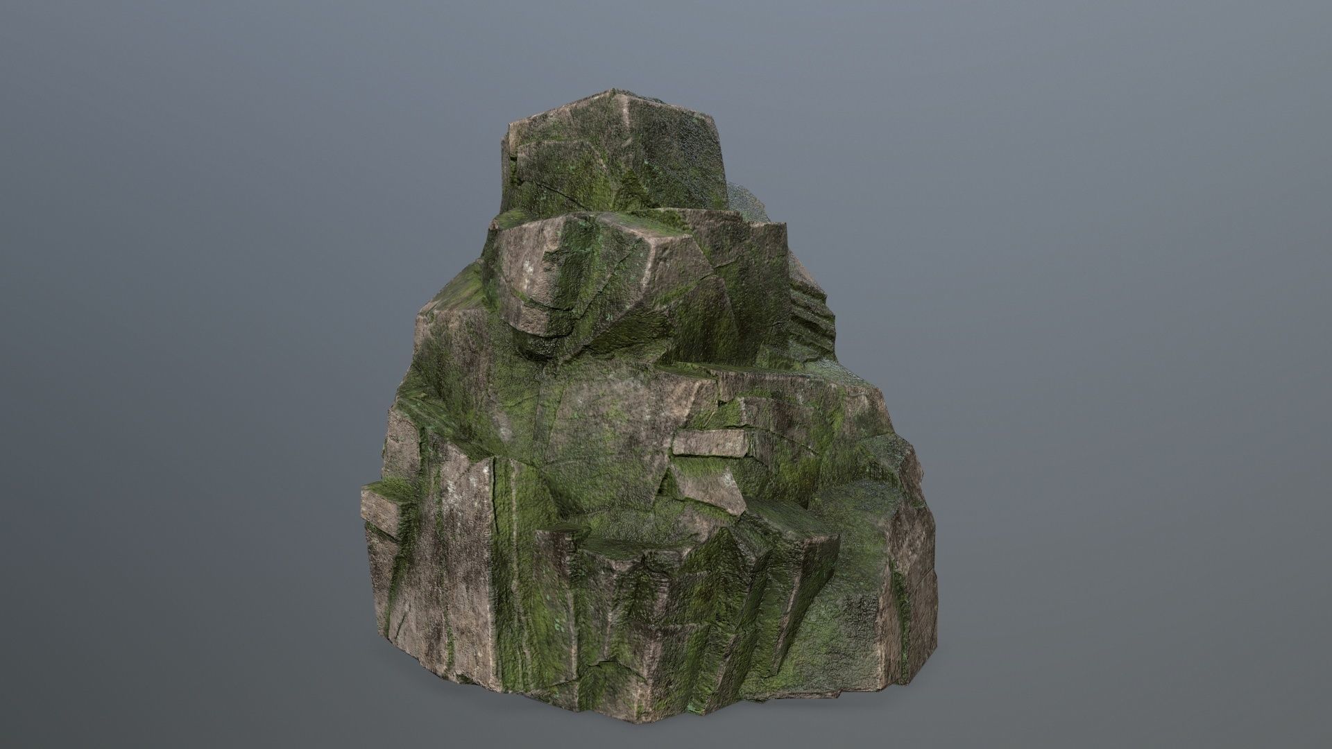 Rock Set mossy Low-poly 3D model_8
