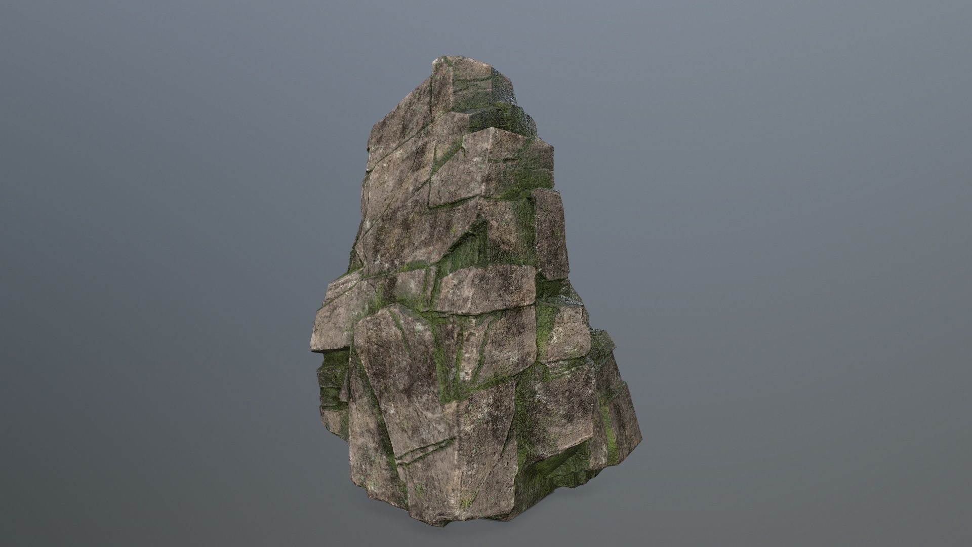 Rock Set mossy Low-poly 3D model_3