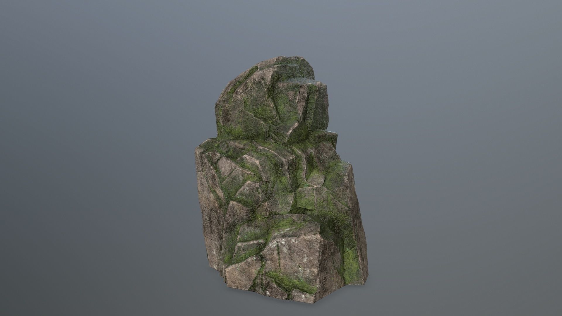 Rock Set mossy Low-poly 3D model_17