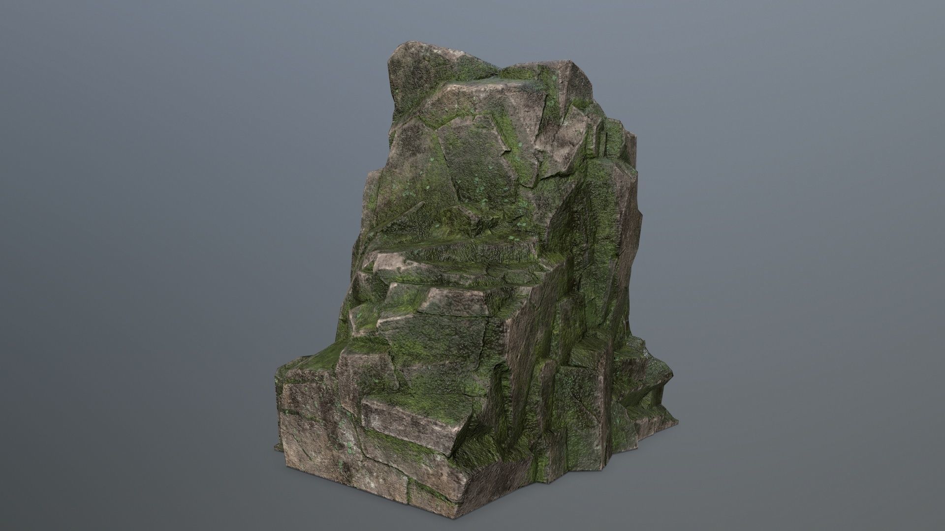 Rock Set mossy Low-poly 3D model_19