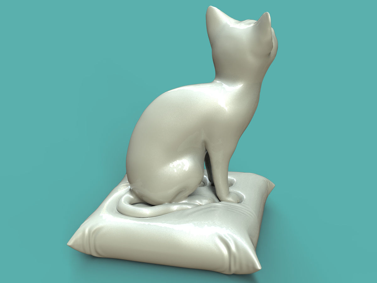 Baby Cat on the cushion 3D print model_3