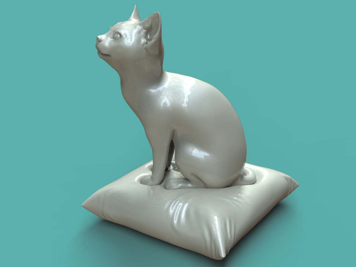 Baby Cat on the cushion 3D print model_2