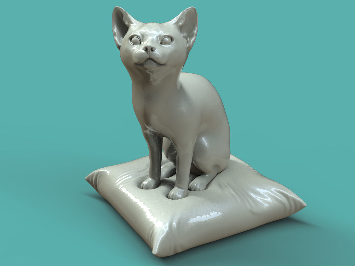 Baby Cat on the cushion 3D print model_5