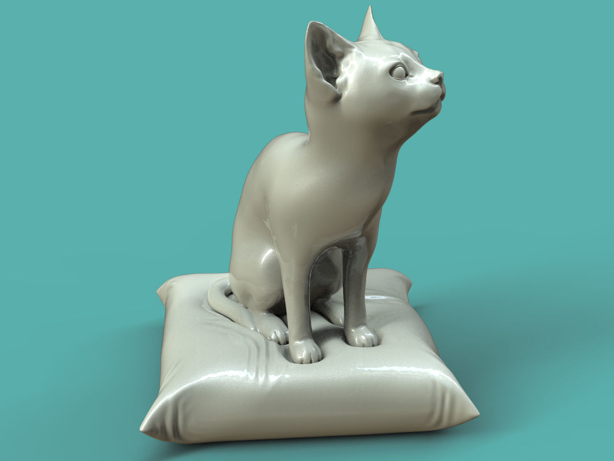 Baby Cat on the cushion 3D print model_4