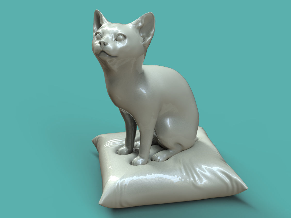 Baby Cat on the cushion 3D print model_1