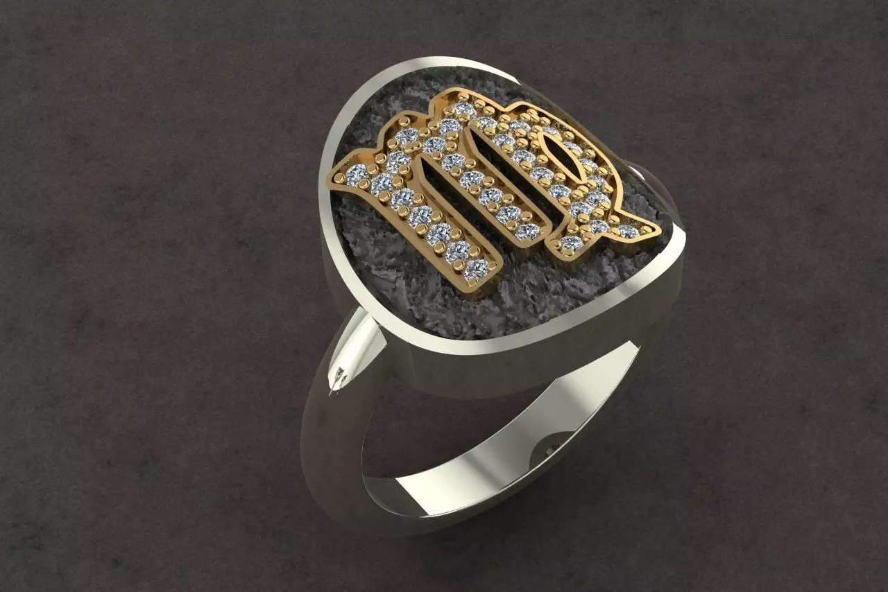 VIRGO zodiac sign ring with diamonds 3D print model_0