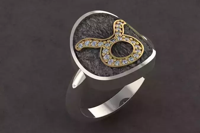 TAURUS zodiac sign ring with diamonds