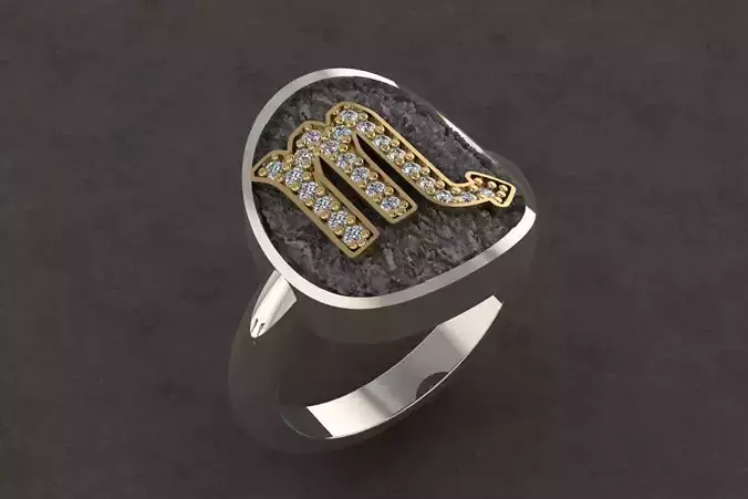 SCORPIO zodiac sign ring with diamonds