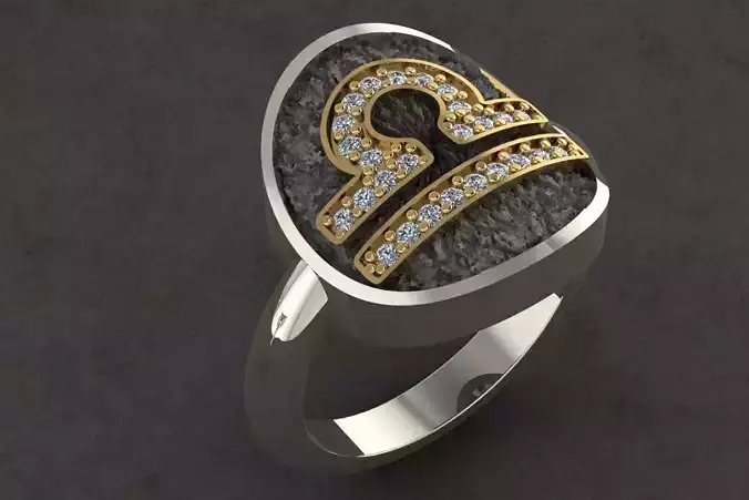 LIBRA zodiac sign ring with diamonds