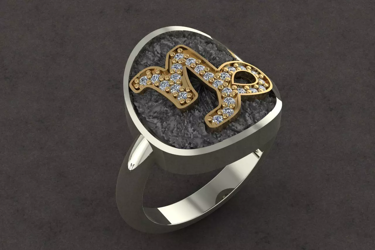 CAPRICORN zodiac sign ring with diamonds 3D print model_0