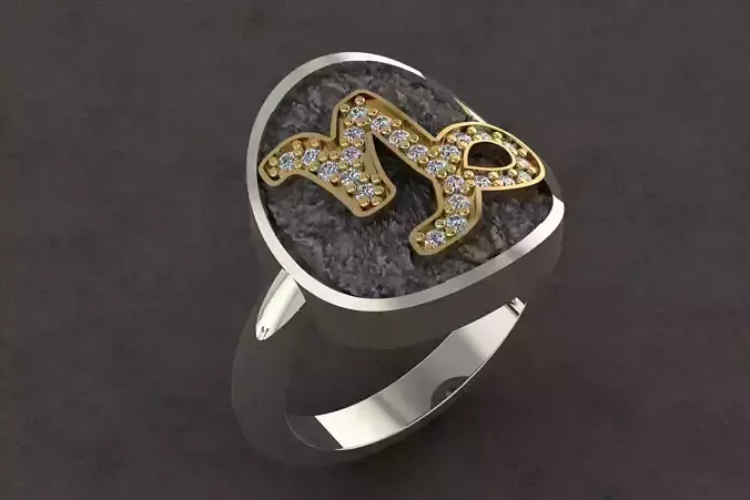 CAPRICORN zodiac sign ring with diamonds