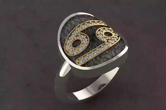 CANCER zodiac ring with diamonds