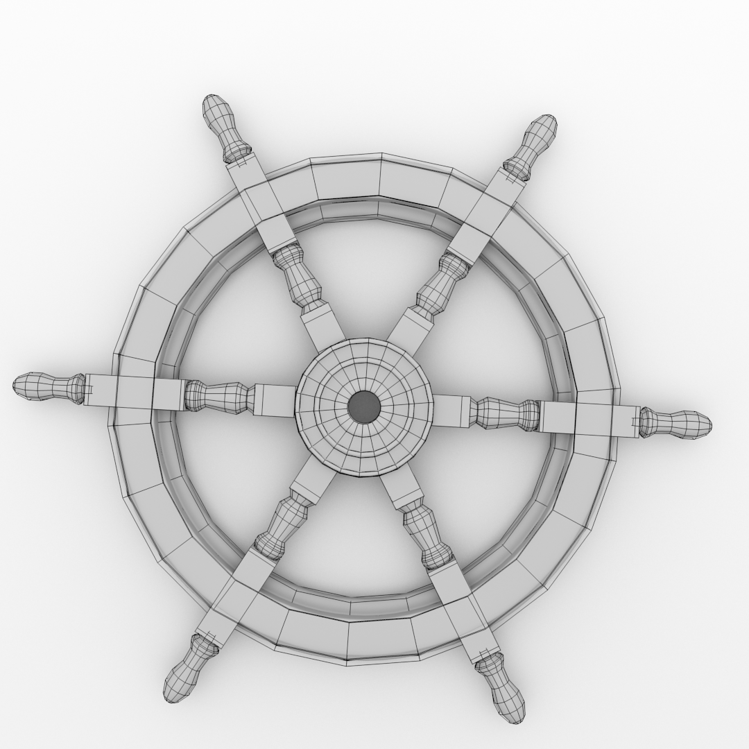 Ships Steering Wheel 2 3D model_4