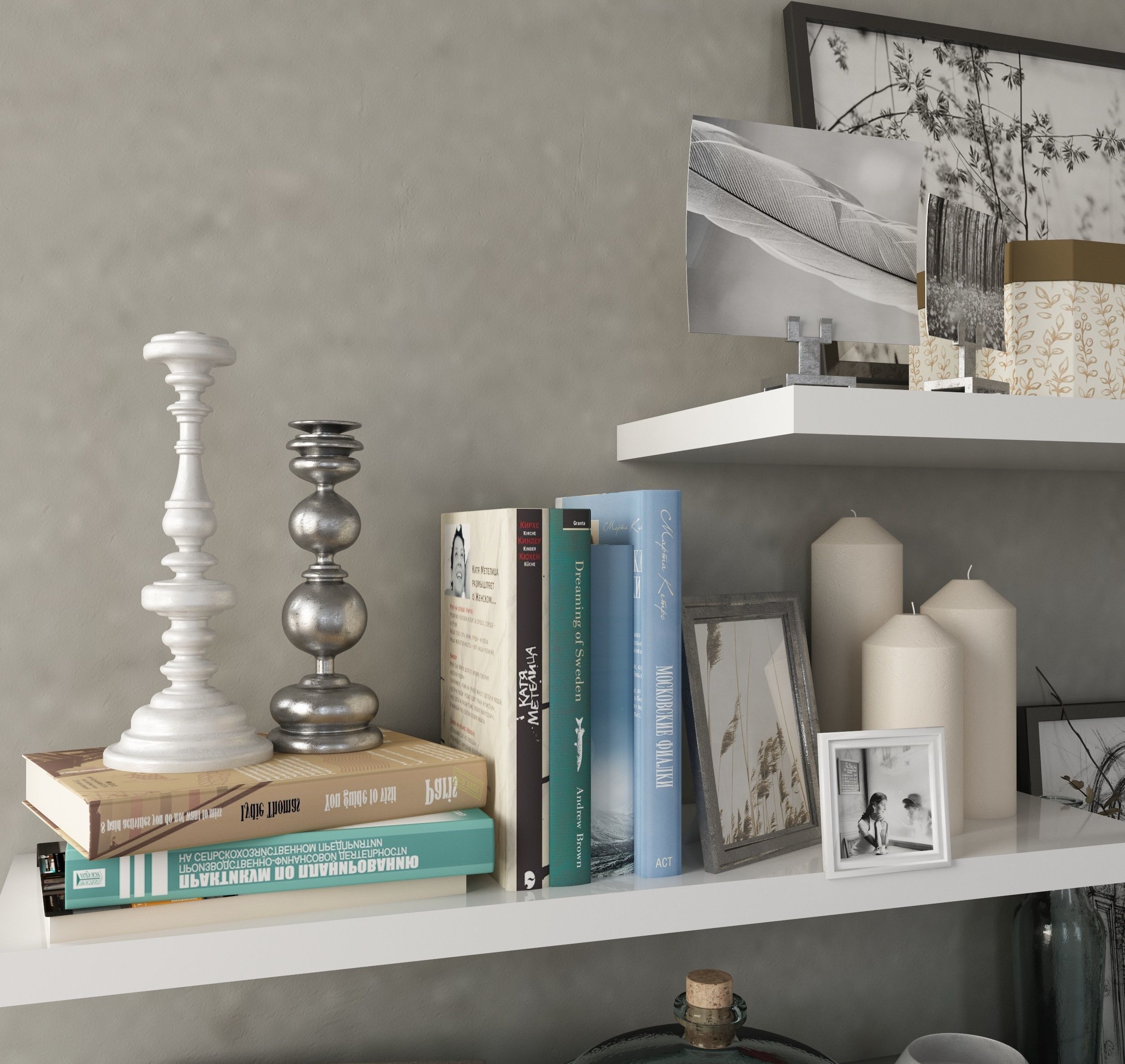 shellf shelves for living room 3D model_2