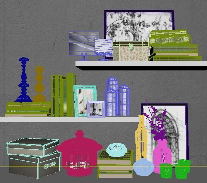 shellf shelves for living room 3D model_4