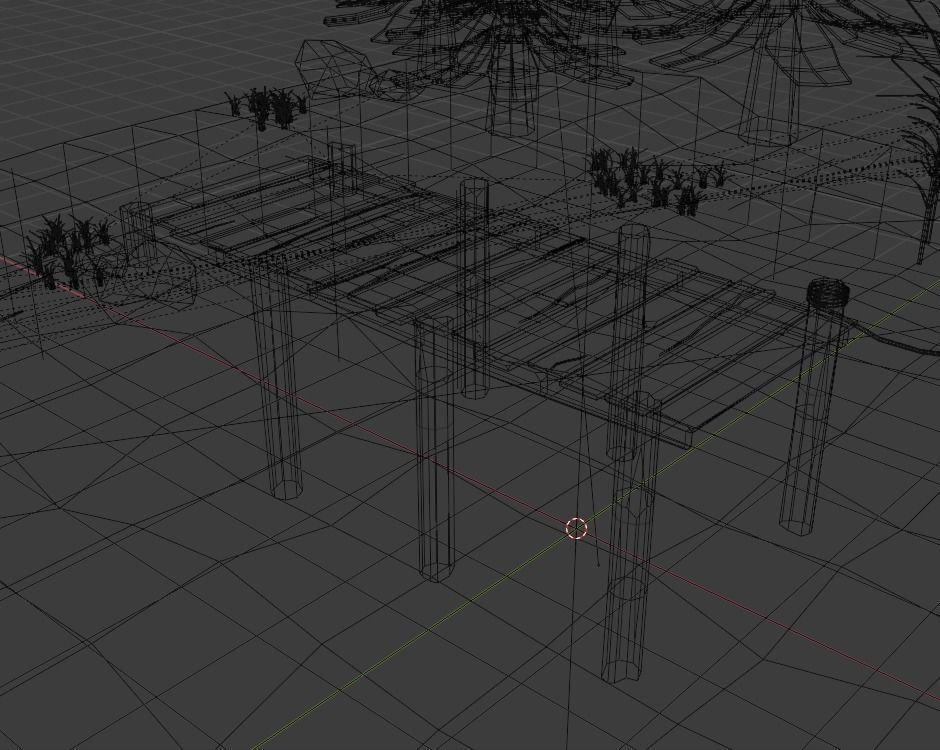 Lake wooden boat in water Low-poly 3D model_16