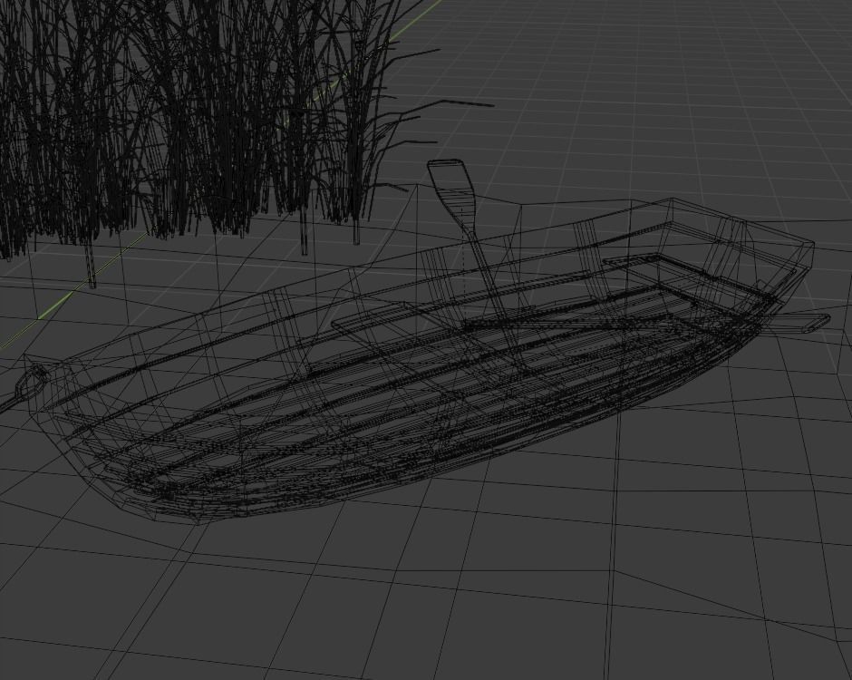 Lake wooden boat in water Low-poly 3D model_15