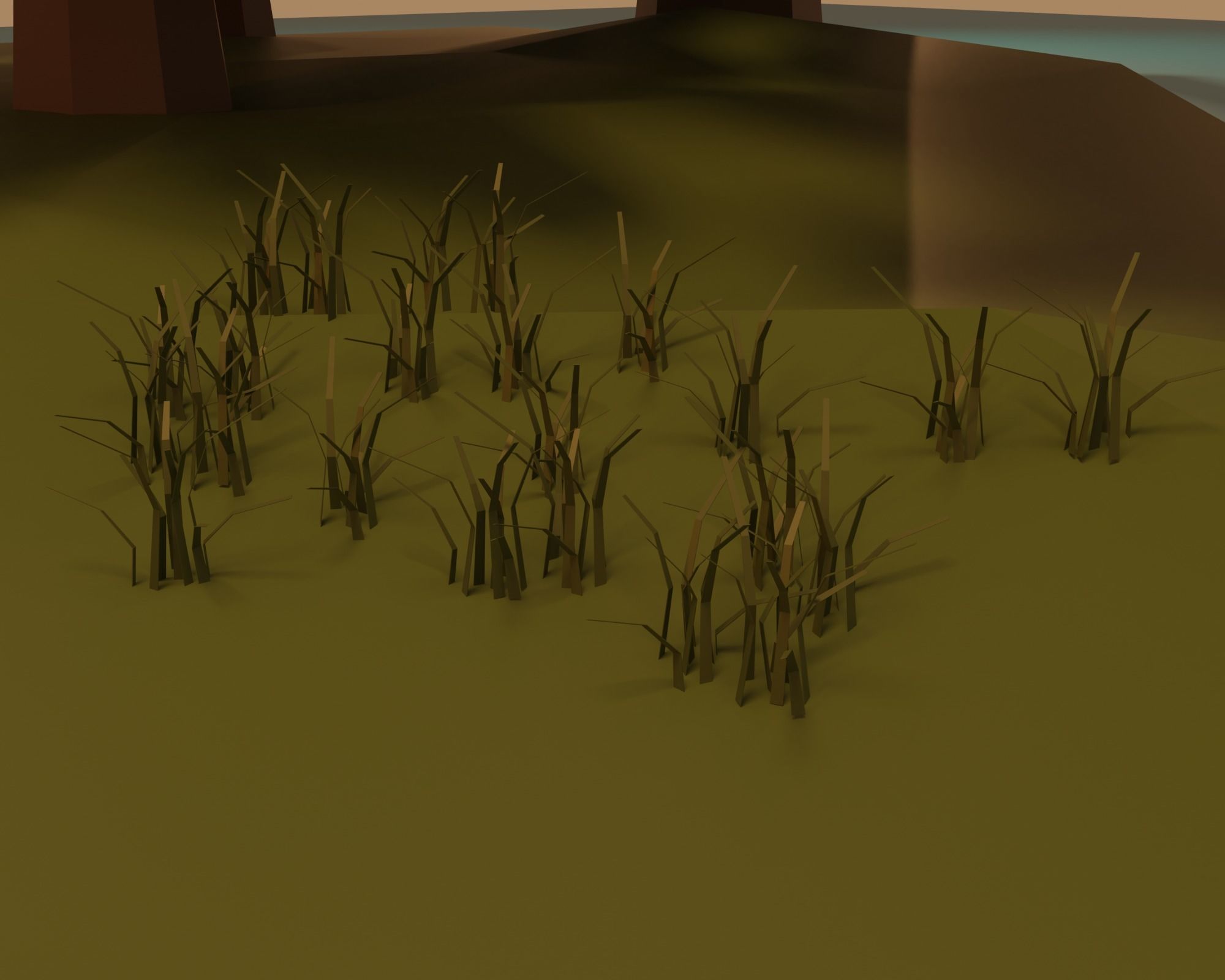 Lake wooden boat in water Low-poly 3D model_13