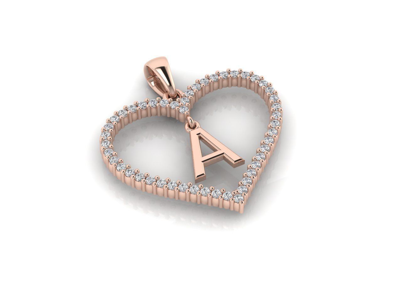 Heart Alphabet A 3D print model_4