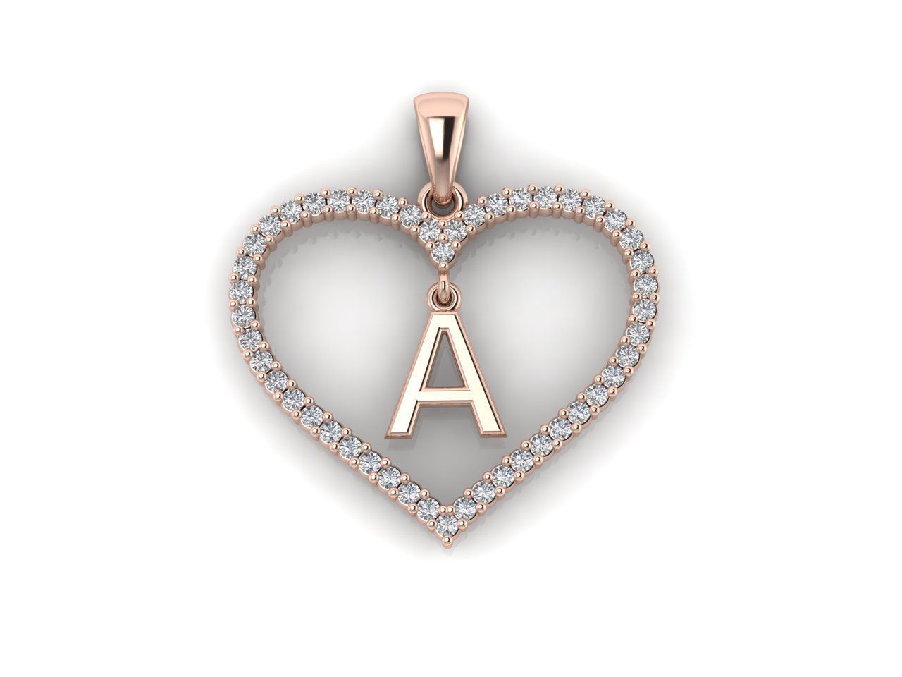 Heart Alphabet A 3D print model_7