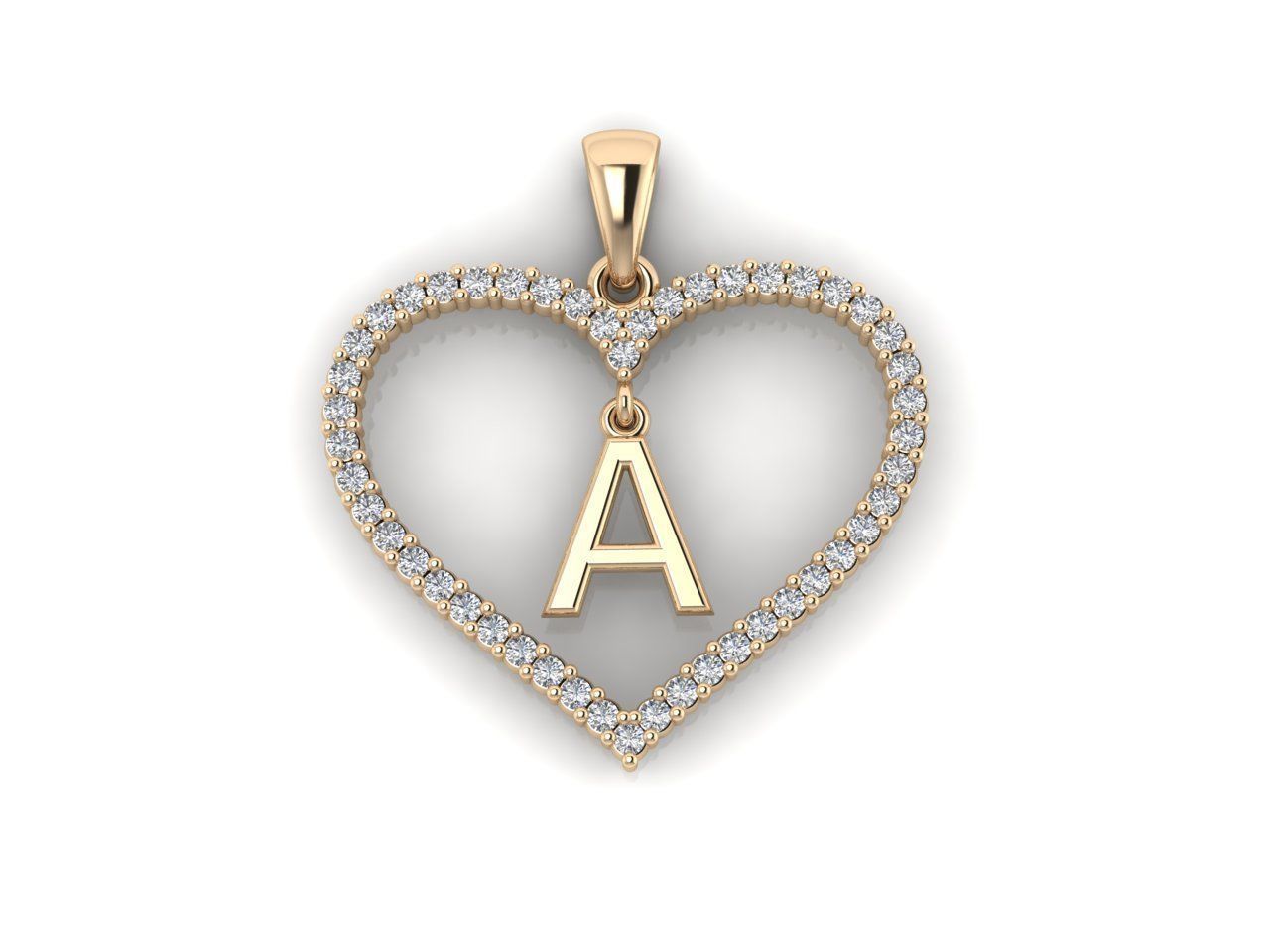 Heart Alphabet A 3D print model_6