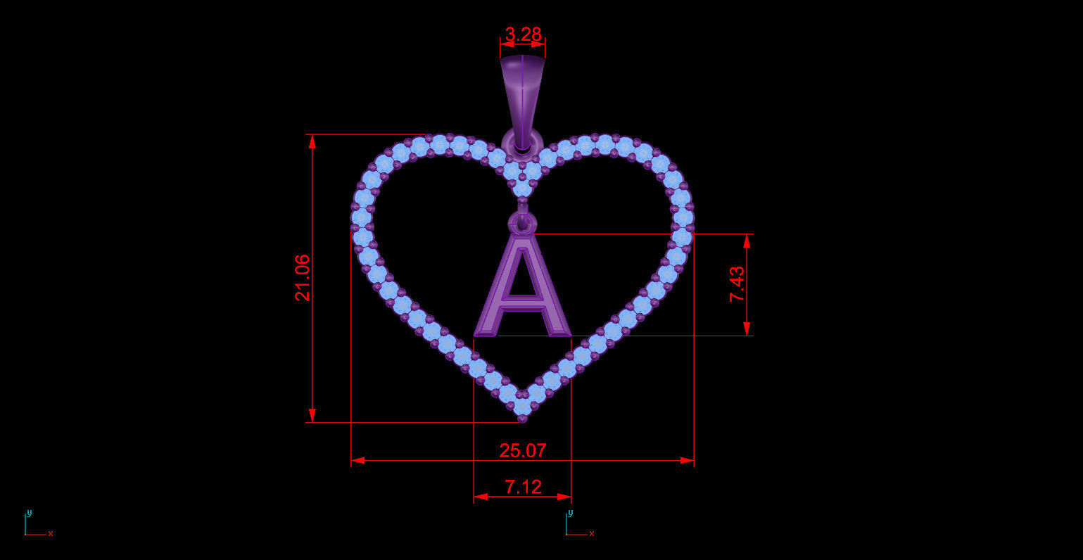 Heart Alphabet A 3D print model_9