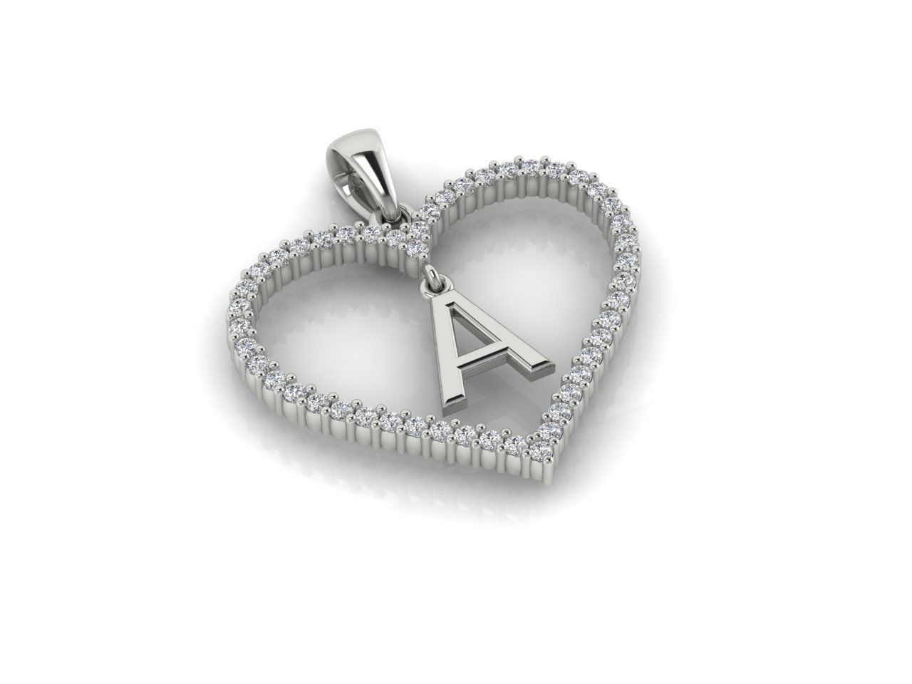 Heart Alphabet A 3D print model_5