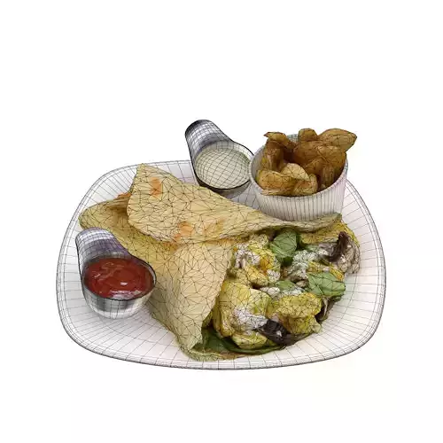 Spinach Feta Egg Crepe Low-poly 3D model