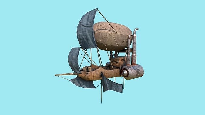 Steampunk Airship - Low Poly Aircraft 02 - Flying Ship Low-poly 3D model