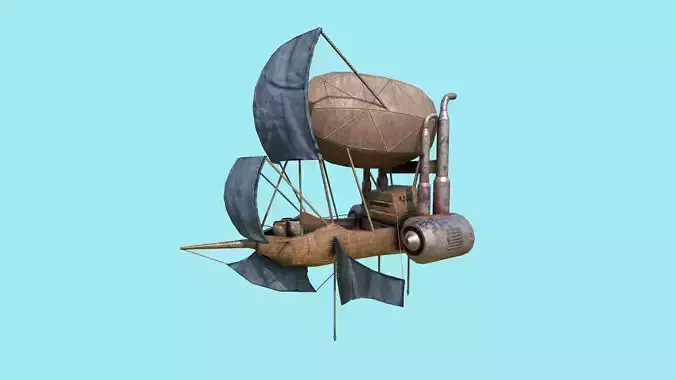 Steampunk Airship - Low Poly Aircraft 02 - Flying Ship