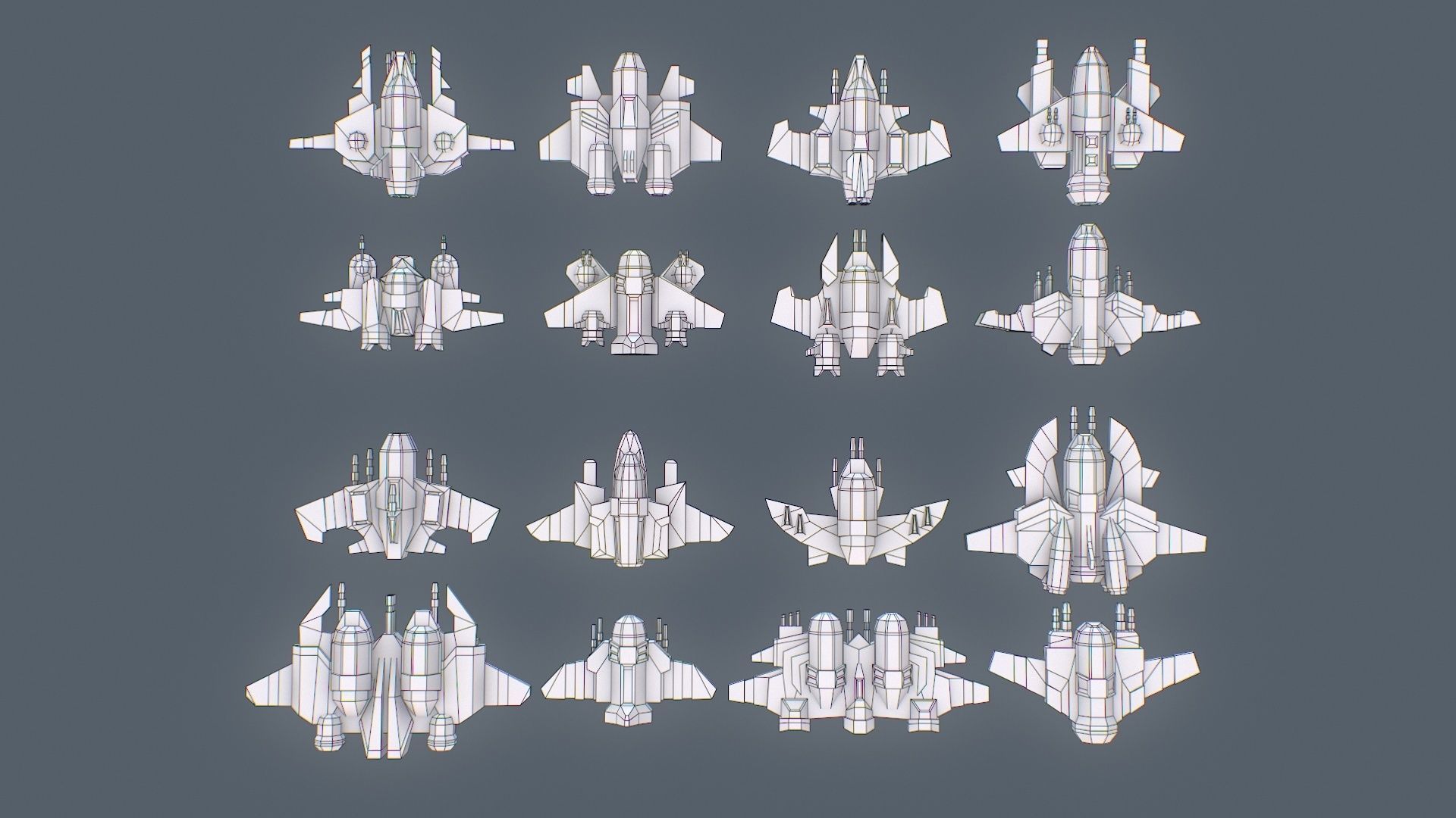 Sci-fi Spaceships constructor low poly pack Low-poly 3D model_6
