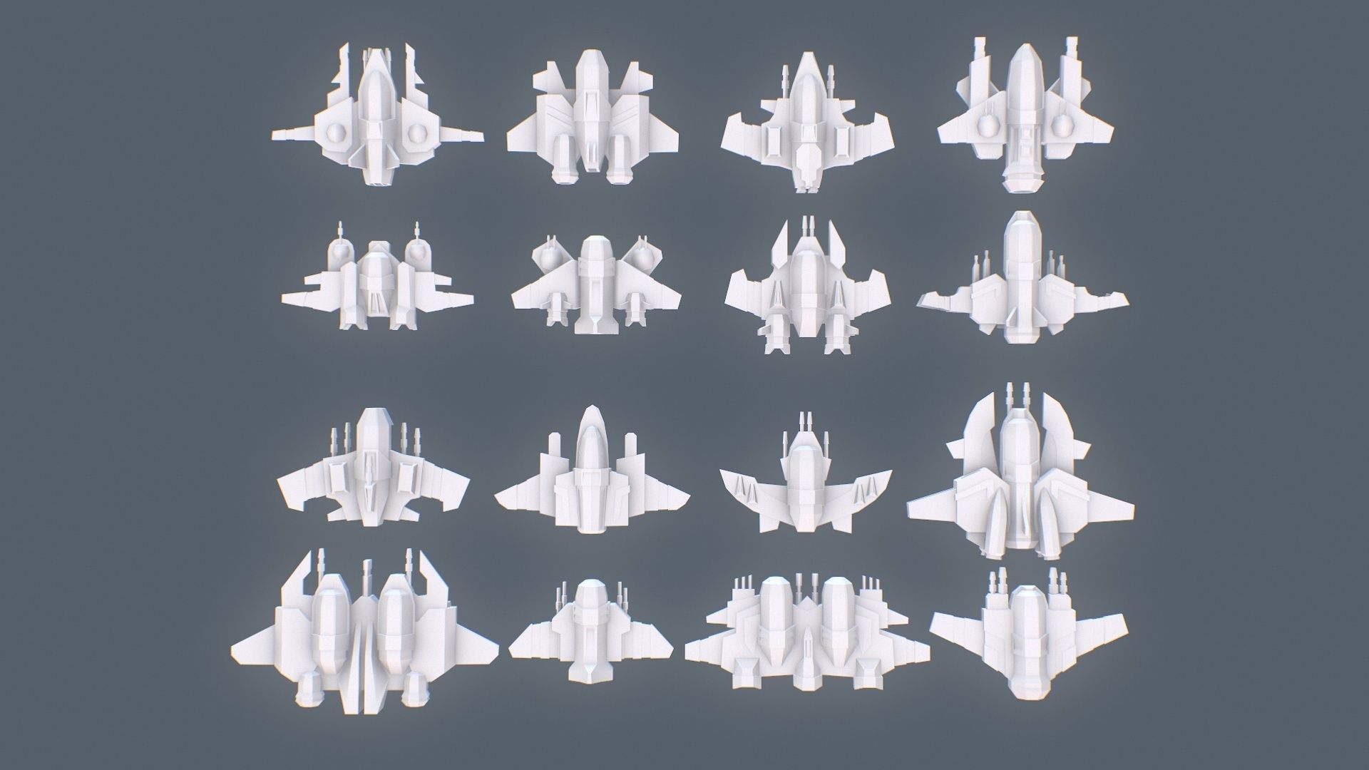 Sci-fi Spaceships constructor low poly pack Low-poly 3D model_7