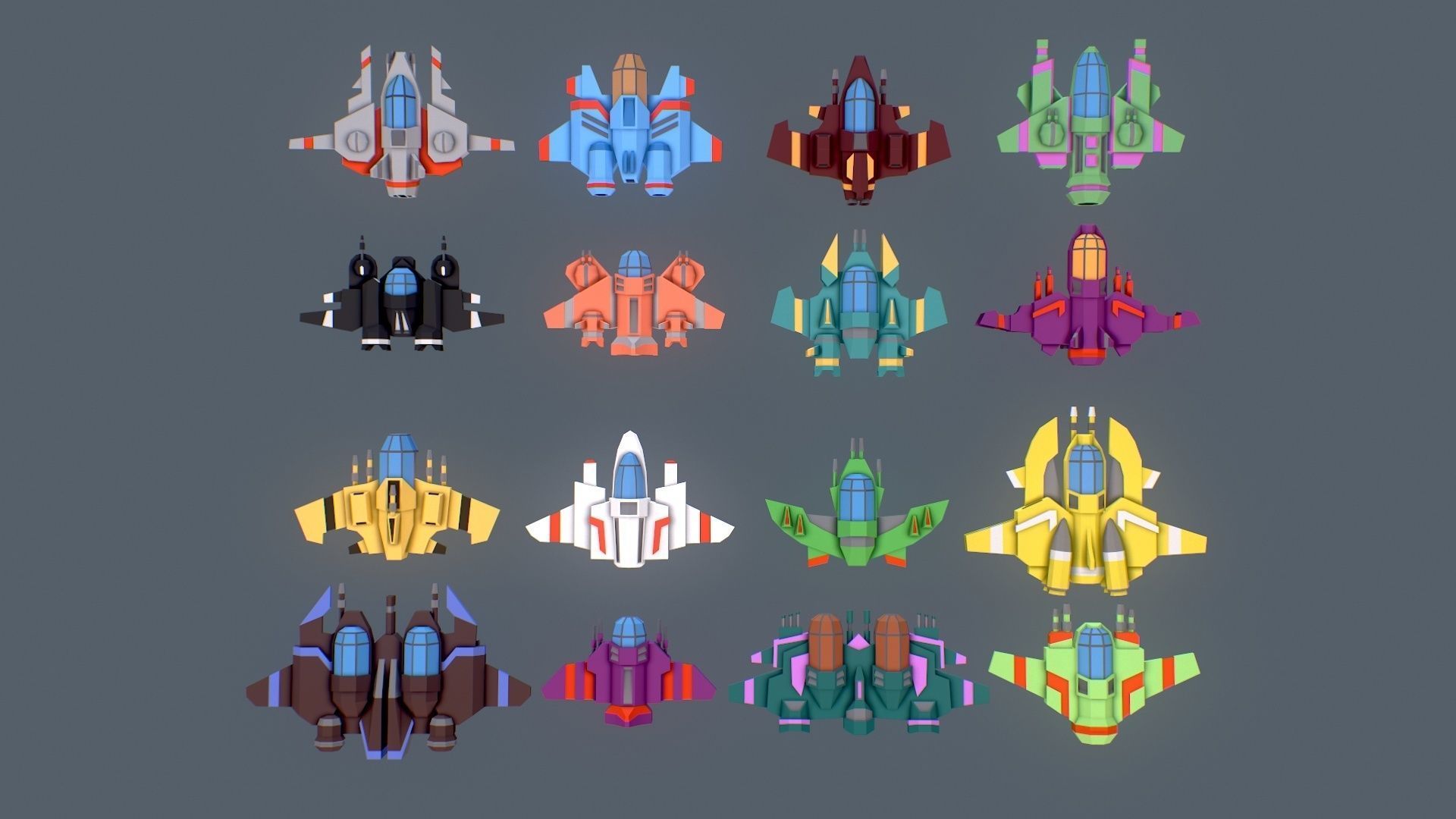 Sci-fi Spaceships constructor low poly pack Low-poly 3D model_8