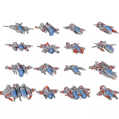 Sci-fi Spaceships constructor low poly pack Low-poly 3D model