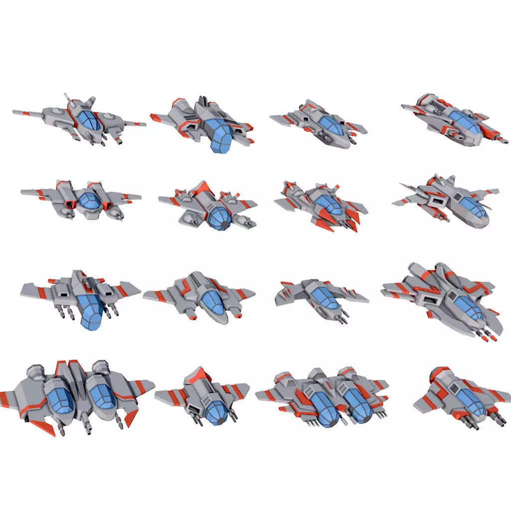Sci-fi Spaceships constructor low poly pack Low-poly 3D model_0