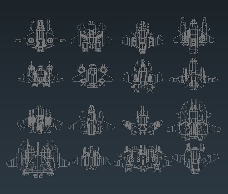 Sci-fi Spaceships constructor low poly pack Low-poly 3D model_1