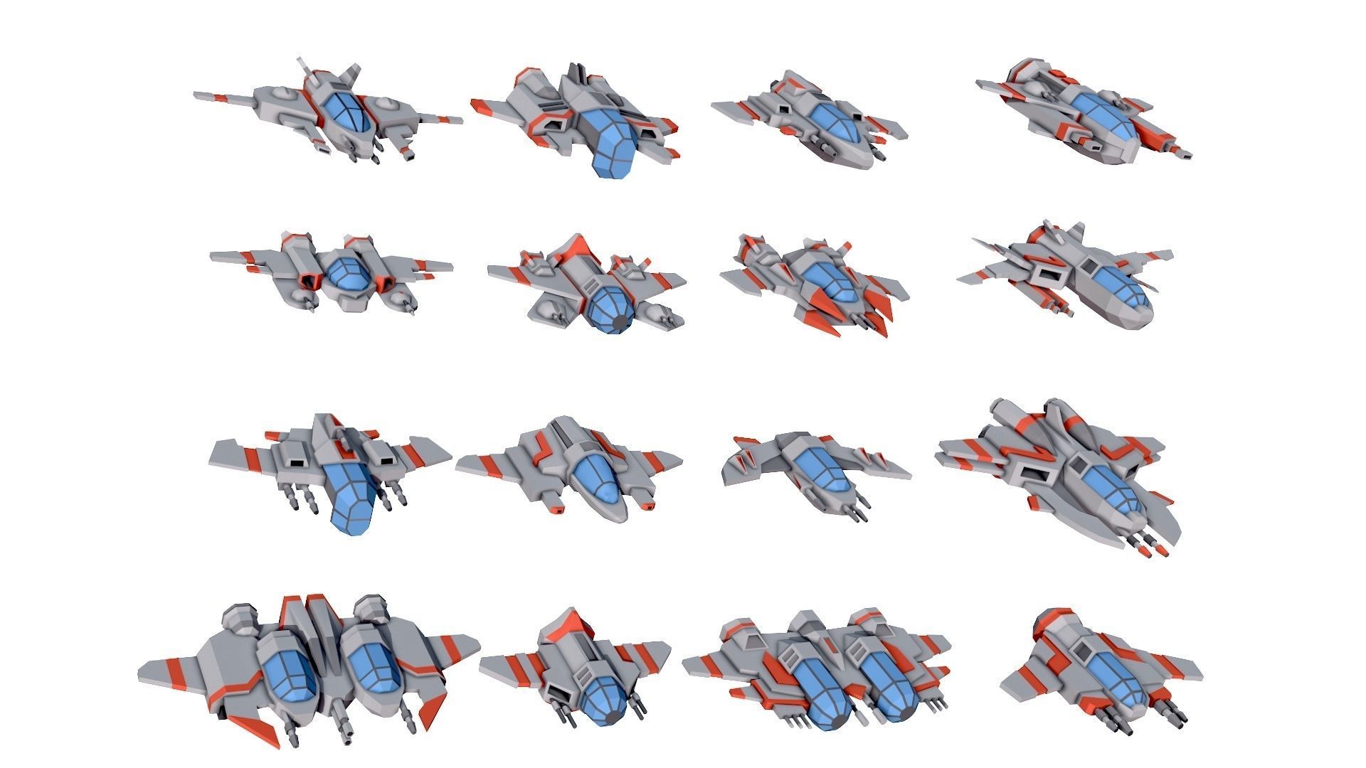 Sci-fi Spaceships constructor low poly pack Low-poly 3D model_15