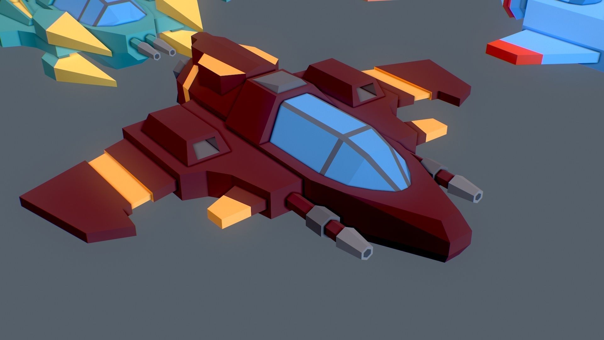 Sci-fi Spaceships constructor low poly pack Low-poly 3D model_10