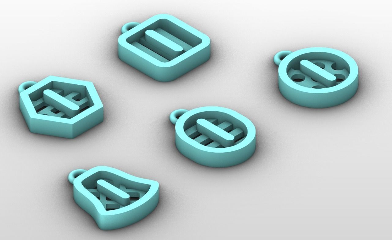 Initial letter charm with 5 different shapes - Alphabet I 3D print model_5