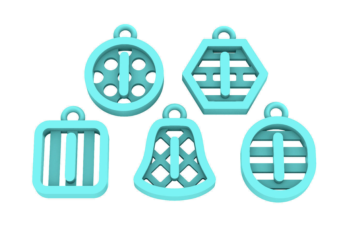 Initial letter charm with 5 different shapes - Alphabet I 3D print model_13