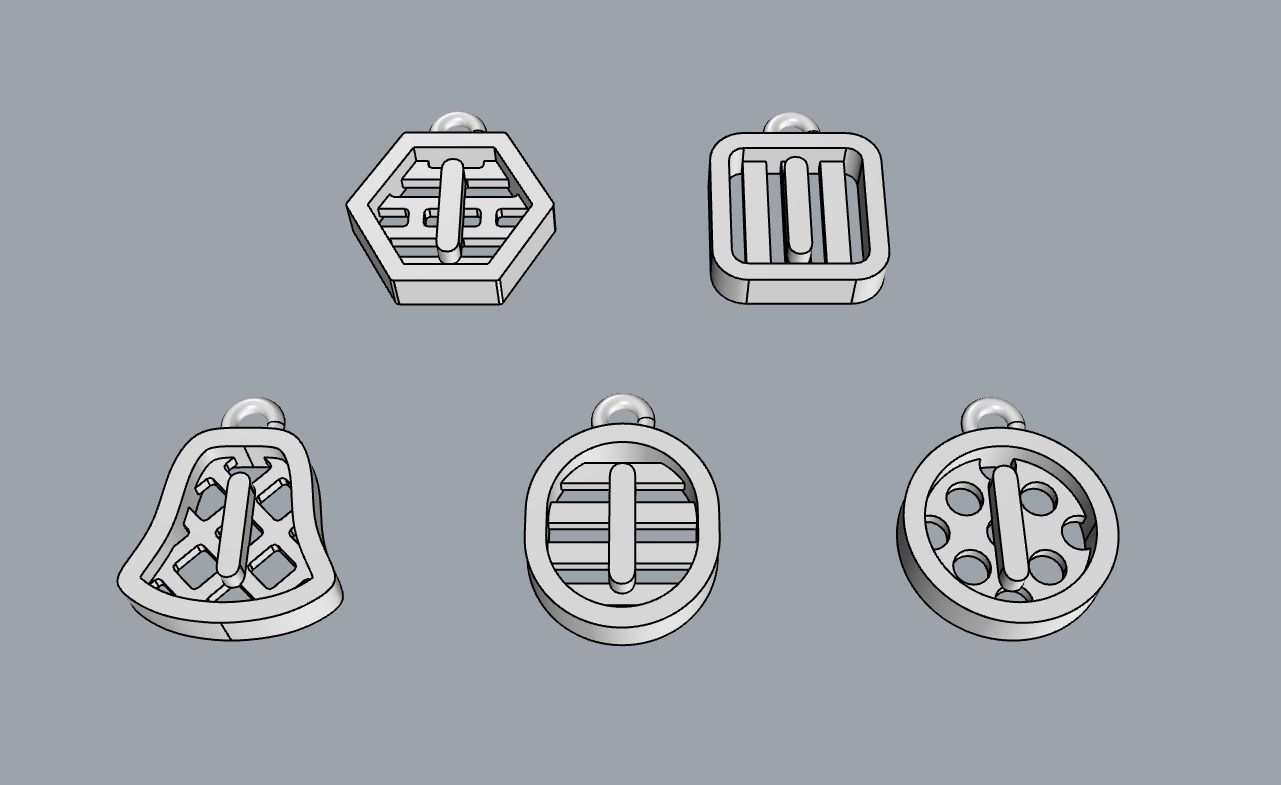 Initial letter charm with 5 different shapes - Alphabet I 3D print model_10