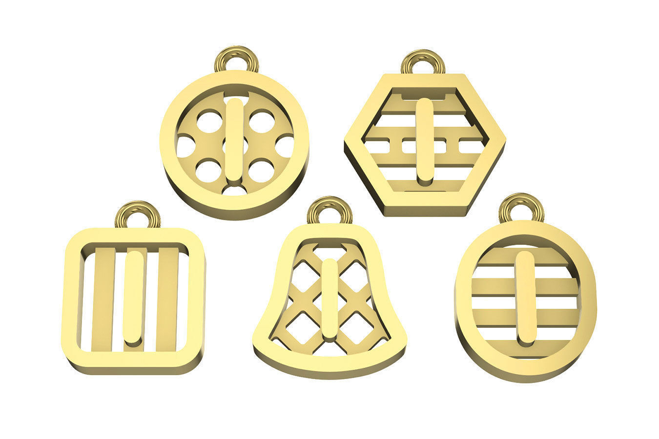 Initial letter charm with 5 different shapes - Alphabet I 3D print model_14