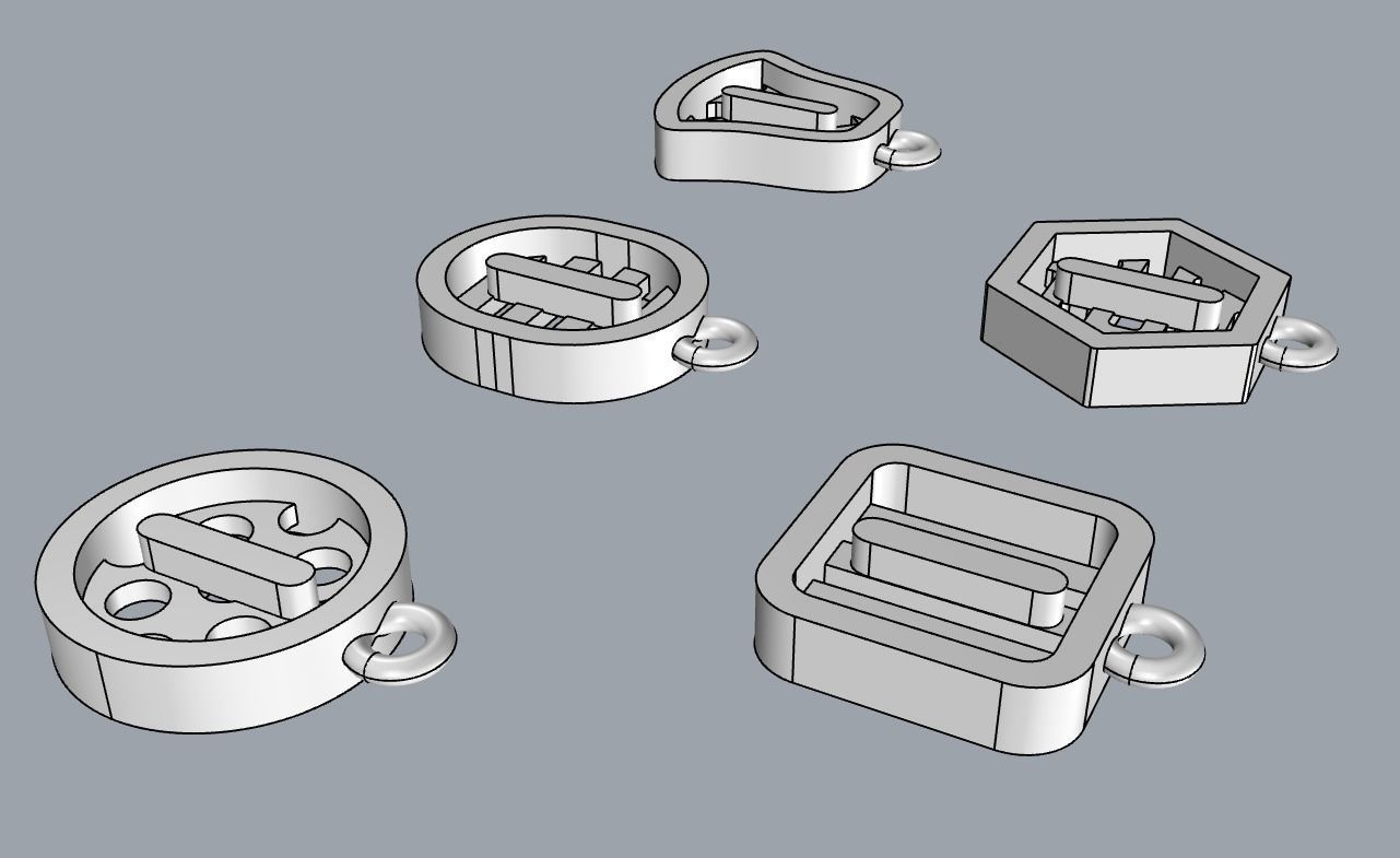 Initial letter charm with 5 different shapes - Alphabet I 3D print model_11