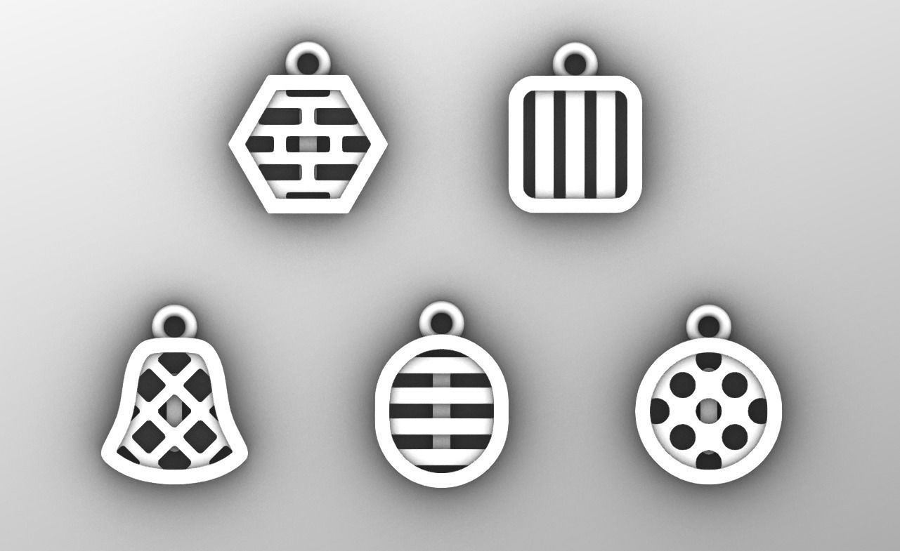 Initial letter charm with 5 different shapes - Alphabet I 3D print model_9