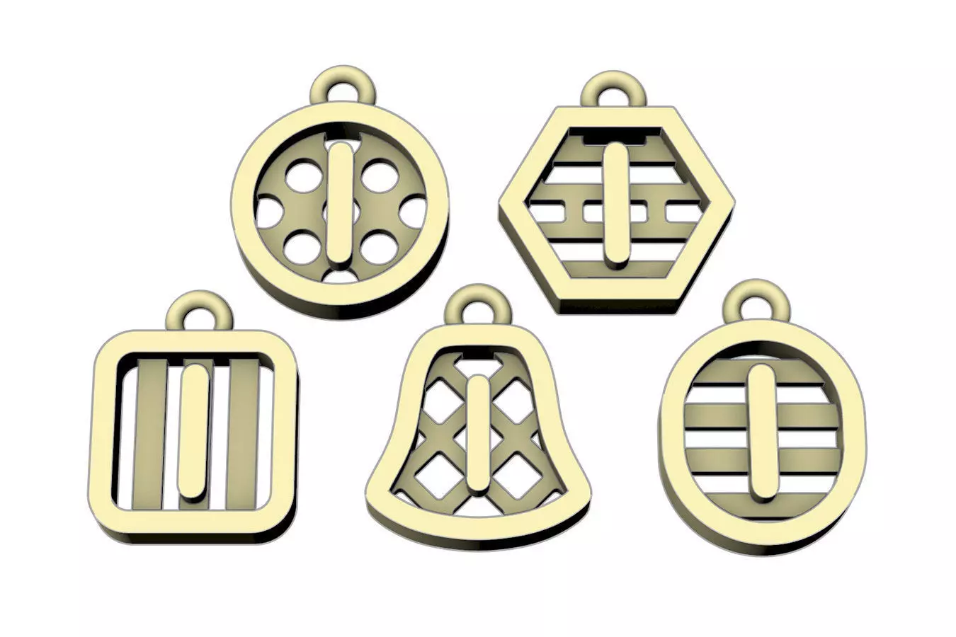 Initial letter charm with 5 different shapes - Alphabet I 3D print model_0