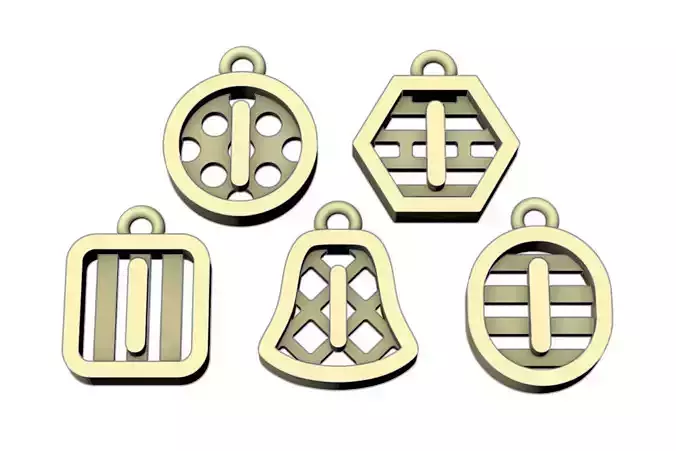 Initial letter charm with 5 different shapes - Alphabet I