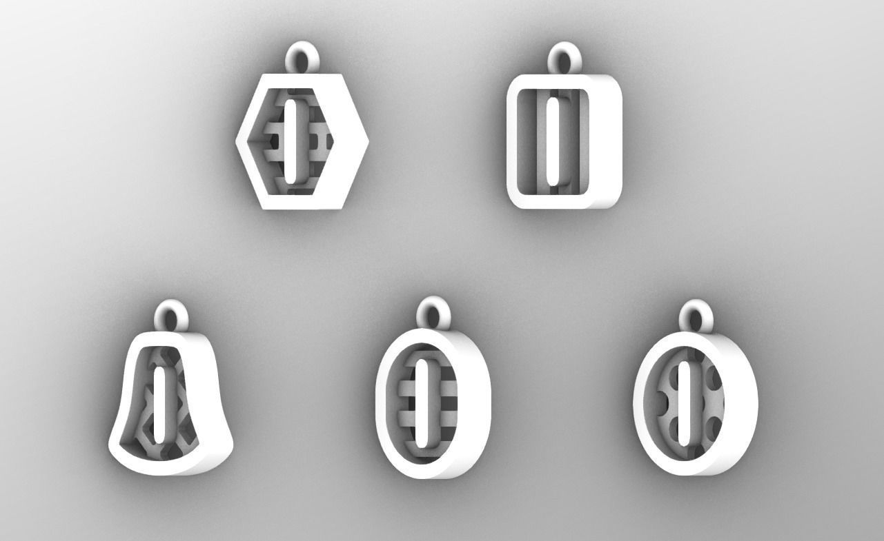 Initial letter charm with 5 different shapes - Alphabet I 3D print model_7