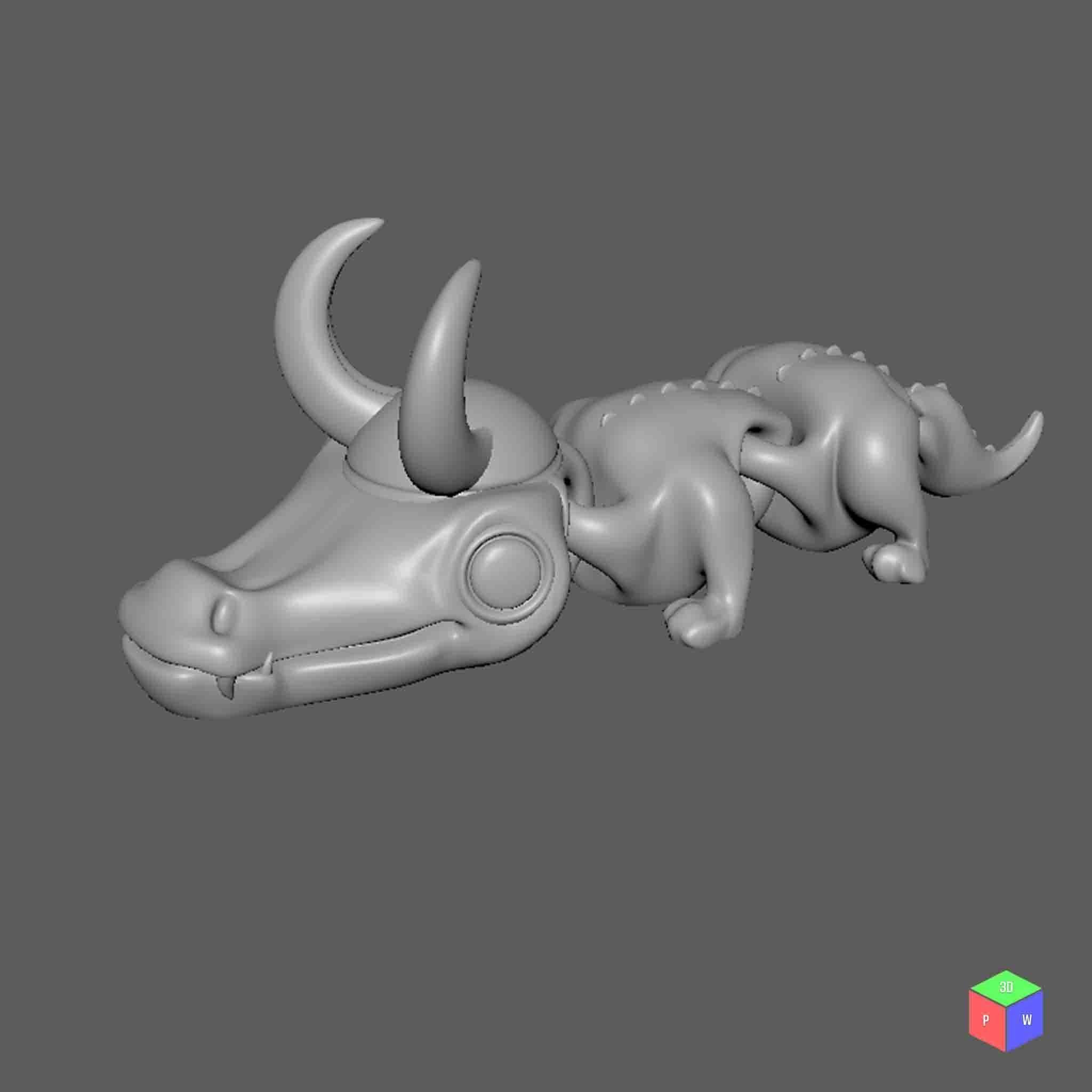 LOKI ALLIGATOR VARIANT FLEXIBLE TOY PLUS KEYRING 3D print model_1